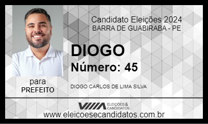 Candidato DIOGO 2024 - BARRA DE GUABIRABA - Eleições