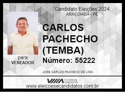 Candidato CARLOS PACHECHO (TEMBA) 2024 - ARAÇOIABA - Eleições