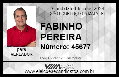 Candidato FABINHO PEREIRA 2024 - SÃO LOURENÇO DA MATA - Eleições