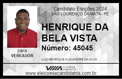 Candidato HENRIQUE DA BELA VISTA 2024 - SÃO LOURENÇO DA MATA - Eleições