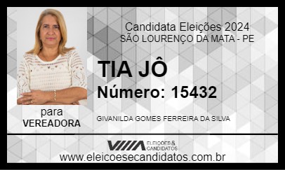 Candidato TIA JÔ 2024 - SÃO LOURENÇO DA MATA - Eleições