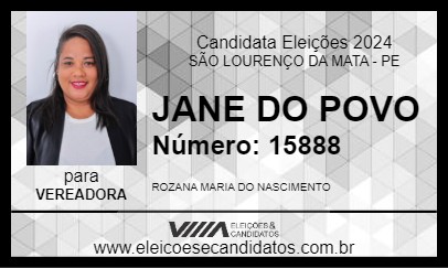 Candidato JANE DO POVO 2024 - SÃO LOURENÇO DA MATA - Eleições