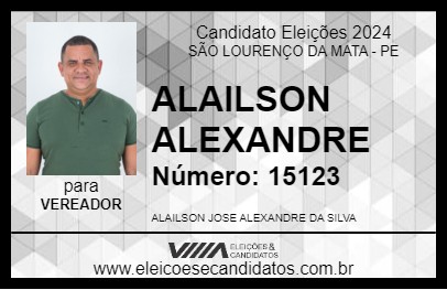 Candidato ALAILSON ALEXANDRE 2024 - SÃO LOURENÇO DA MATA - Eleições