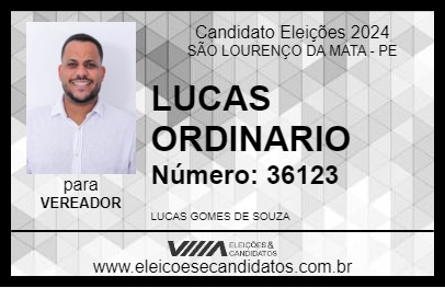 Candidato LUCAS SÃO LOURENÇO 2024 - SÃO LOURENÇO DA MATA - Eleições