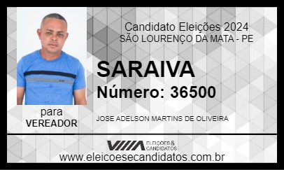 Candidato SARAIVA 2024 - SÃO LOURENÇO DA MATA - Eleições