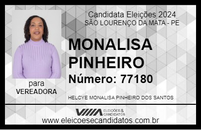 Candidato MONALISA PINHEIRO 2024 - SÃO LOURENÇO DA MATA - Eleições