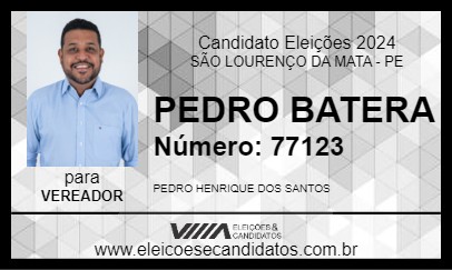 Candidato PEDRO BATERA 2024 - SÃO LOURENÇO DA MATA - Eleições