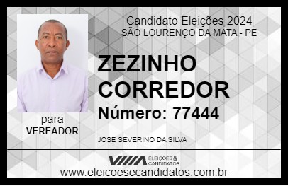 Candidato ZEZINHO CORREDOR 2024 - SÃO LOURENÇO DA MATA - Eleições