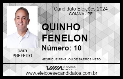 Candidato QUINHO FENELON 2024 - GOIANA - Eleições