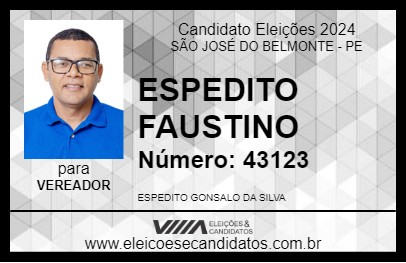 Candidato ESPEDITO FAUSTINO 2024 - SÃO JOSÉ DO BELMONTE - Eleições