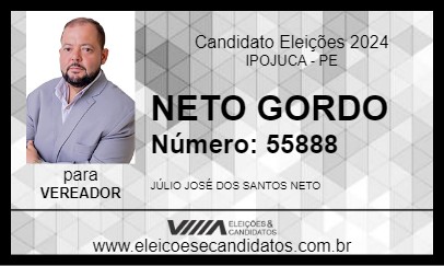 Candidato NETO GORDO 2024 - IPOJUCA - Eleições