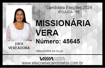 Candidato MISSIONÁRIA VERA 2024 - IPOJUCA - Eleições