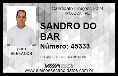 Candidato SANDRO DO BAR 2024 - IPOJUCA - Eleições