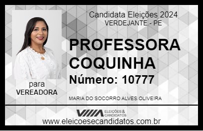 Candidato PROFESSORA COQUINHA 2024 - VERDEJANTE - Eleições