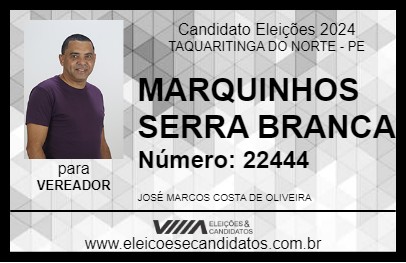 Candidato MARQUINHOS SERRA BRANCA 2024 - TAQUARITINGA DO NORTE - Eleições