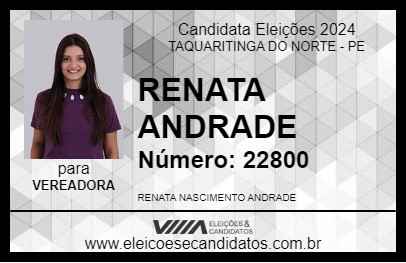 Candidato RENATA ANDRADE 2024 - TAQUARITINGA DO NORTE - Eleições