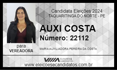 Candidato AUXI COSTA 2024 - TAQUARITINGA DO NORTE - Eleições