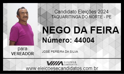 Candidato NEGO DA FEIRA 2024 - TAQUARITINGA DO NORTE - Eleições