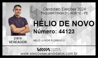 Candidato HÉLIO DE NOVO 2024 - TAQUARITINGA DO NORTE - Eleições