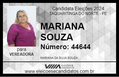 Candidato MARIANA SOUZA 2024 - TAQUARITINGA DO NORTE - Eleições