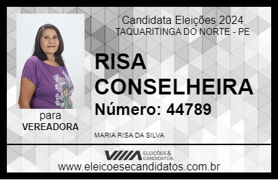 Candidato RISA CONSELHEIRA 2024 - TAQUARITINGA DO NORTE - Eleições