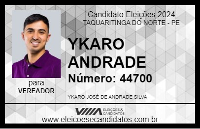 Candidato YKARO ANDRADE 2024 - TAQUARITINGA DO NORTE - Eleições