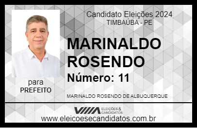 Candidato MARINALDO ROSENDO 2024 - TIMBAÚBA - Eleições