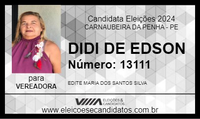 Candidato DIDI DE EDSON 2024 - CARNAUBEIRA DA PENHA - Eleições