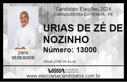 Candidato URIAS DE ZÉ DE NOZINHO 2024 - CARNAUBEIRA DA PENHA - Eleições