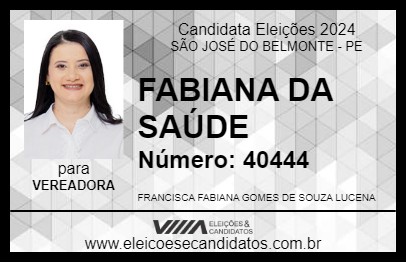 Candidato FABIANA DA SAÚDE 2024 - SÃO JOSÉ DO BELMONTE - Eleições