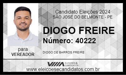 Candidato DIOGO FREIRE 2024 - SÃO JOSÉ DO BELMONTE - Eleições