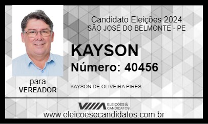 Candidato KAYSON 2024 - SÃO JOSÉ DO BELMONTE - Eleições