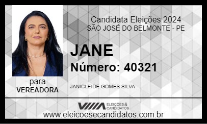 Candidato JANE 2024 - SÃO JOSÉ DO BELMONTE - Eleições