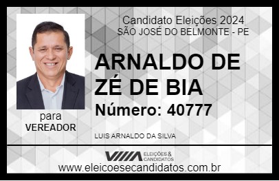 Candidato ARNALDO DE ZÉ DE BIA 2024 - SÃO JOSÉ DO BELMONTE - Eleições