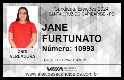 Candidato JANE FURTUNATO 2024 - SANTA CRUZ DO CAPIBARIBE - Eleições