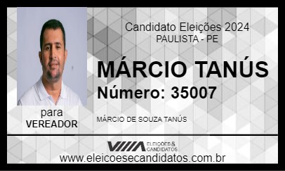 Candidato MÁRCIO TANÚS 2024 - PAULISTA - Eleições