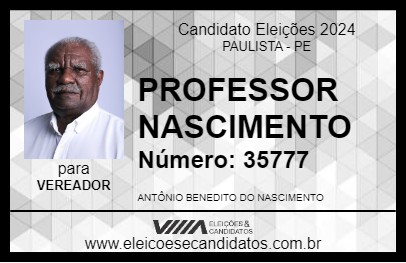 Candidato PROFESSOR NASCIMENTO 2024 - PAULISTA - Eleições