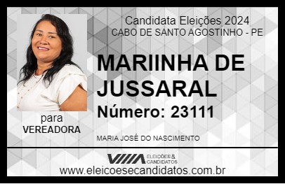 Candidato MARIINHA DE JUSSARAL 2024 - CABO DE SANTO AGOSTINHO - Eleições