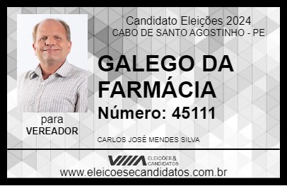 Candidato GALEGO DA FARMÁCIA 2024 - CABO DE SANTO AGOSTINHO - Eleições