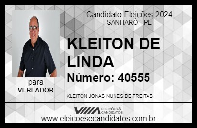 Candidato KLEITON DE LINDA 2024 - SANHARÓ - Eleições