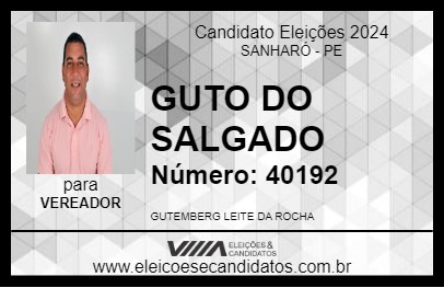 Candidato GUTO DO SALGADO 2024 - SANHARÓ - Eleições