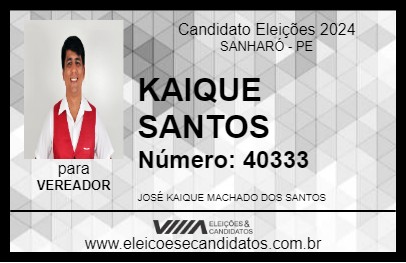 Candidato KAIQUE SANTOS 2024 - SANHARÓ - Eleições