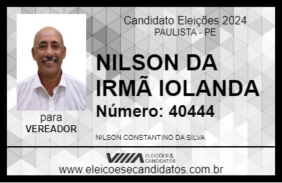 Candidato NILSON DA IRMÃ IOLANDA 2024 - PAULISTA - Eleições