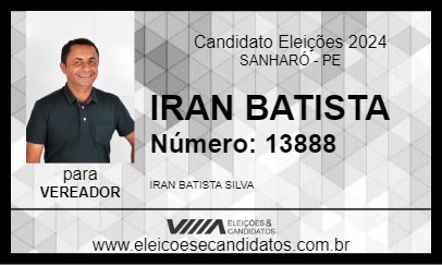 Candidato IRAN BATISTA 2024 - SANHARÓ - Eleições