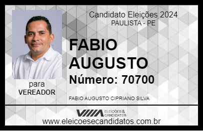 Candidato FABIO AUGUSTO 2024 - PAULISTA - Eleições