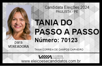 Candidato TANIA DO PASSO A PASSO 2024 - PAULISTA - Eleições