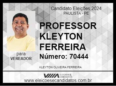 Candidato PROFESSOR KLEYTON FERREIRA 2024 - PAULISTA - Eleições