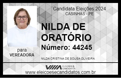 Candidato NILDA DE ORATÓRIO 2024 - CASINHAS - Eleições