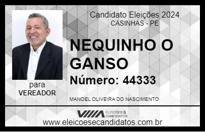 Candidato NEQUINHO O GANSO 2024 - CASINHAS - Eleições