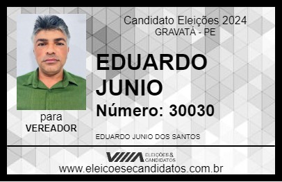 Candidato EDUARDO JUNIO 2024 - GRAVATÁ - Eleições